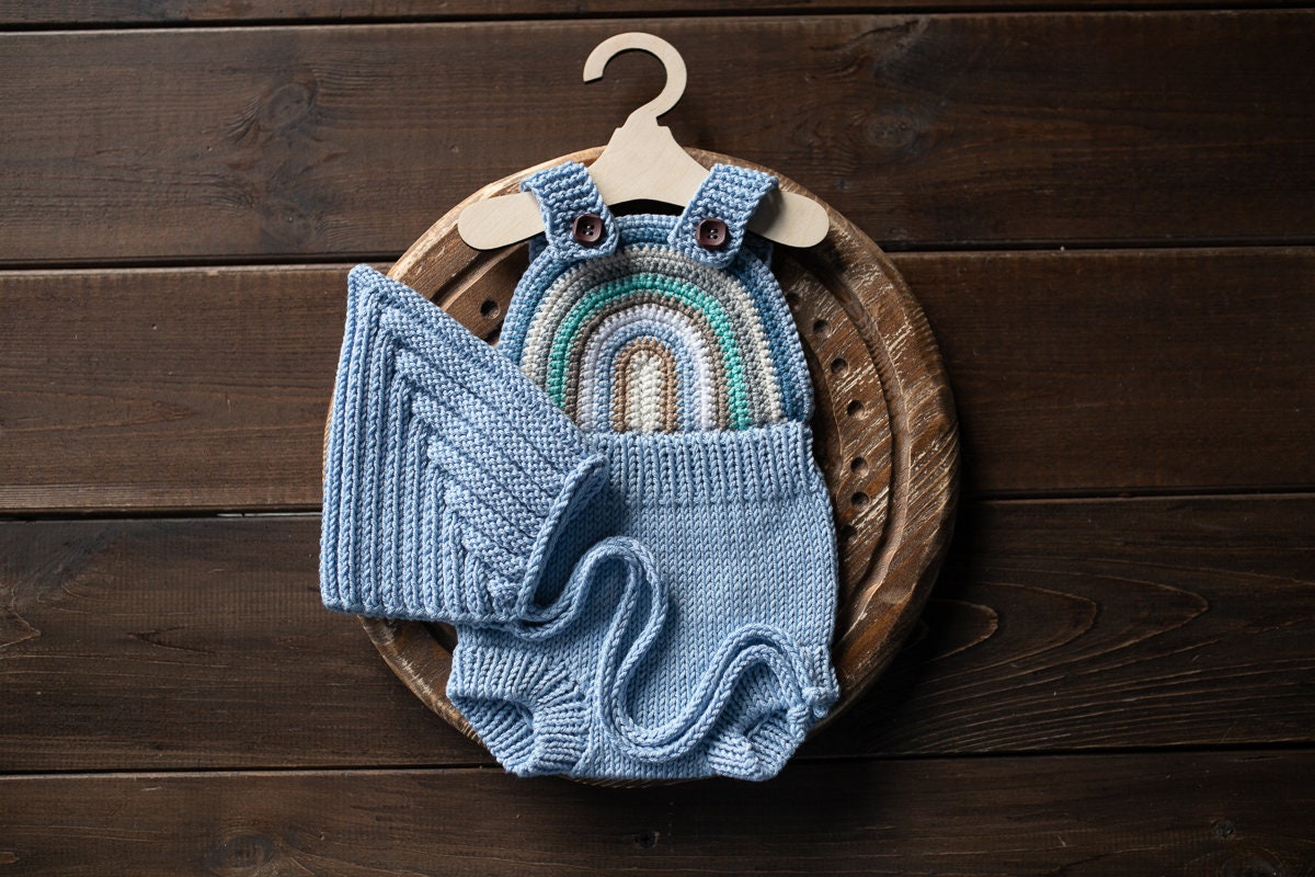 Newborn Knit romper,Newborn Knited set,Newborn Hat,Newborn outfit,Newborn cap,Newborn photography,Pregnancy gift,Knitted newborn photo props