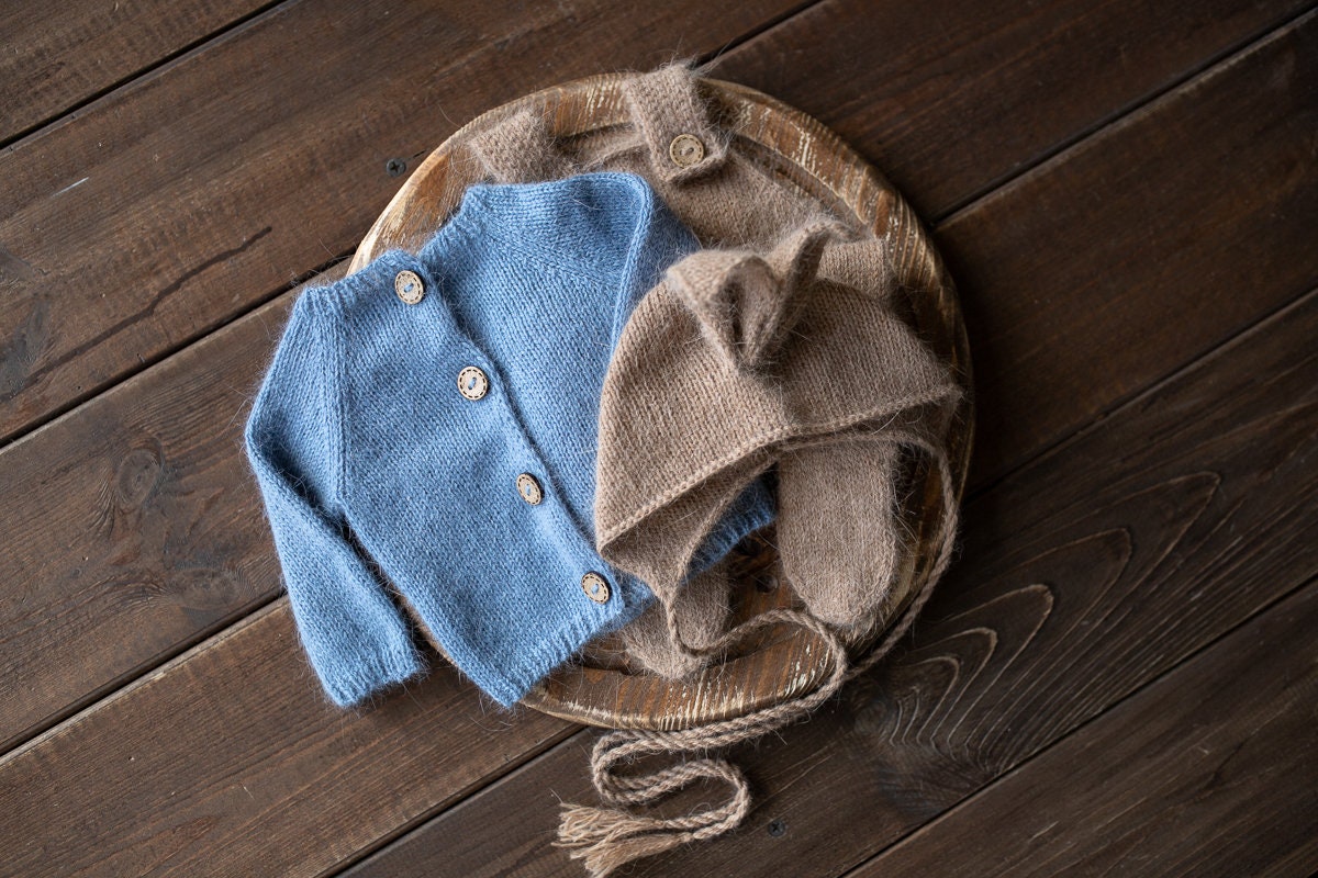 Newborn Knited set,Newborn Knit romper,Newborn Hat,Newborn outfit,Newborn photography,Pregnancy gift,Knitted newborn photo props