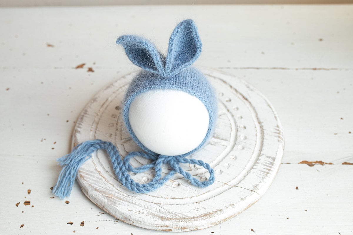Newborn Knitted Bunny Photography Props,Newborn Bunny Hat,Newborn Knit Bunny Toy,Baby Rabbit Knitted Toy,Newborn Photography Prop