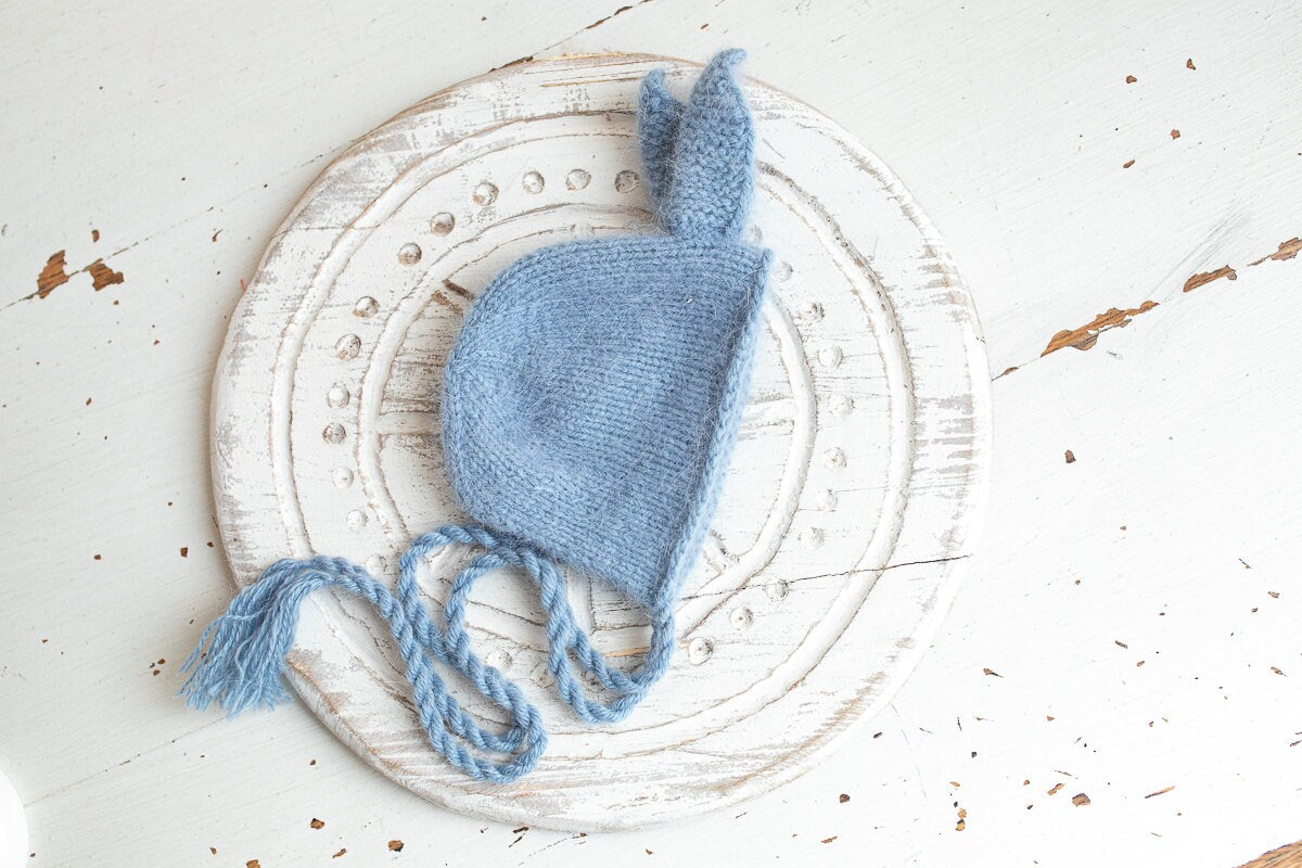 Newborn Knitted Bunny Photography Props,Newborn Bunny Hat,Newborn Knit Bunny Toy,Baby Rabbit Knitted Toy,Newborn Photography Prop