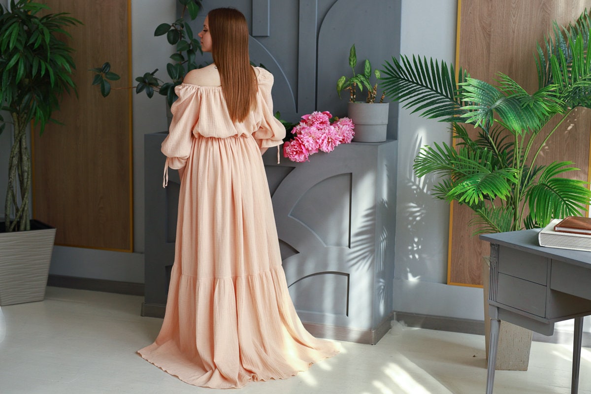 Women's Boho Dress,Muslin Vintage Dress,Dress For The Session,Maternity Dress,Photo Props,Dress For Pregnancy Photo Shoot,long summer dress