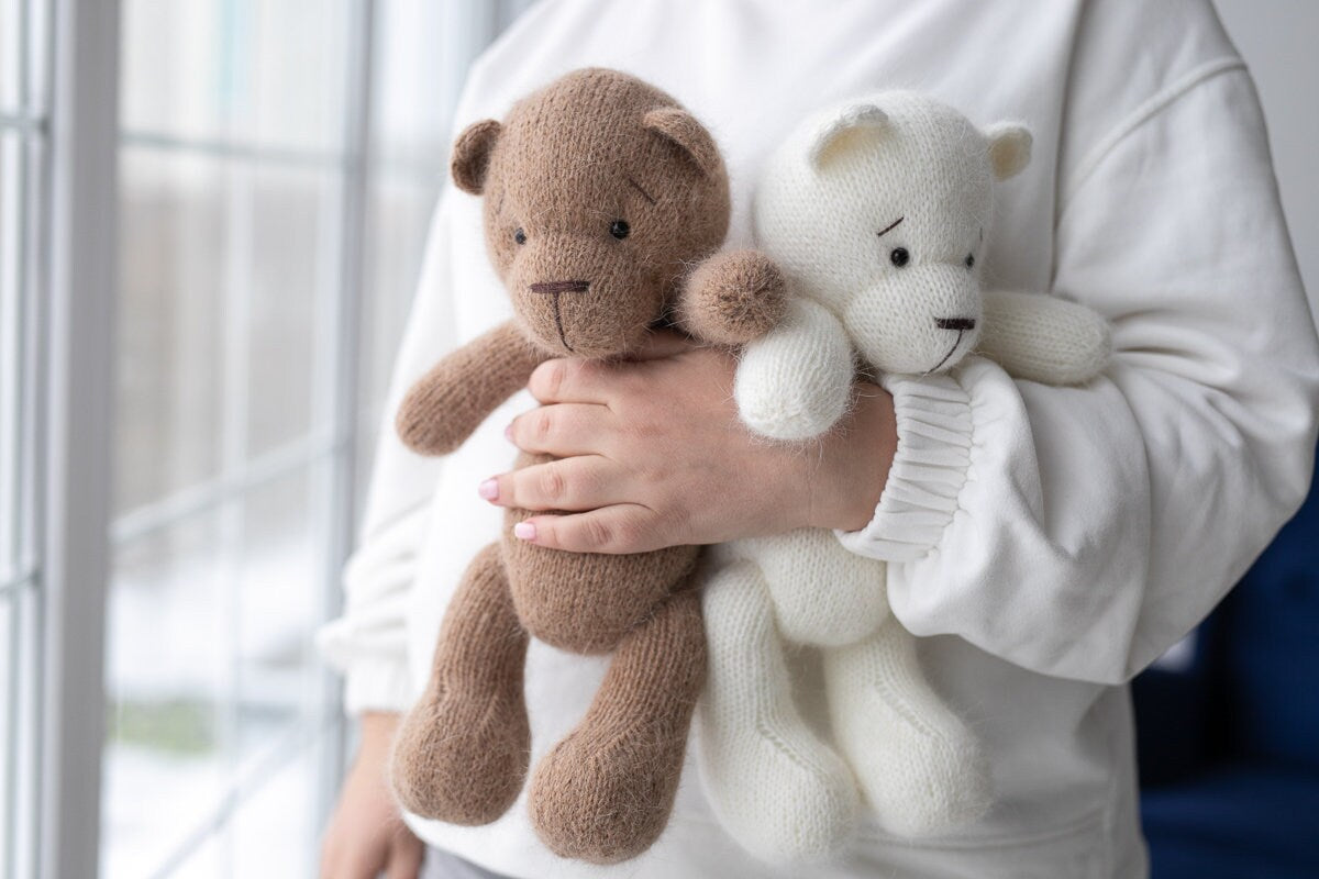 Newborn Knit Teddy Bear Outfit with Toy,Big Knitted Teddy Bear Toys, Newborn Teddy Bear Outfit, Newborn Photo Props,Baby Bear Crochet Toy