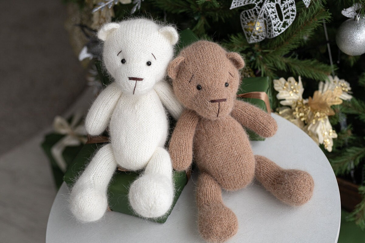 Newborn Knit Teddy Bear Outfit with Toy,Big Knitted Teddy Bear Toys, Newborn Teddy Bear Outfit, Newborn Photo Props,Baby Bear Crochet Toy