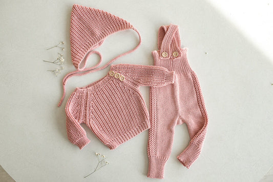 Newborn Knited set,Newborn Knit romper,Newborn Hat,Newborn outfit,Newborn photography,Pregnancy gift,Knitted newborn photo props
