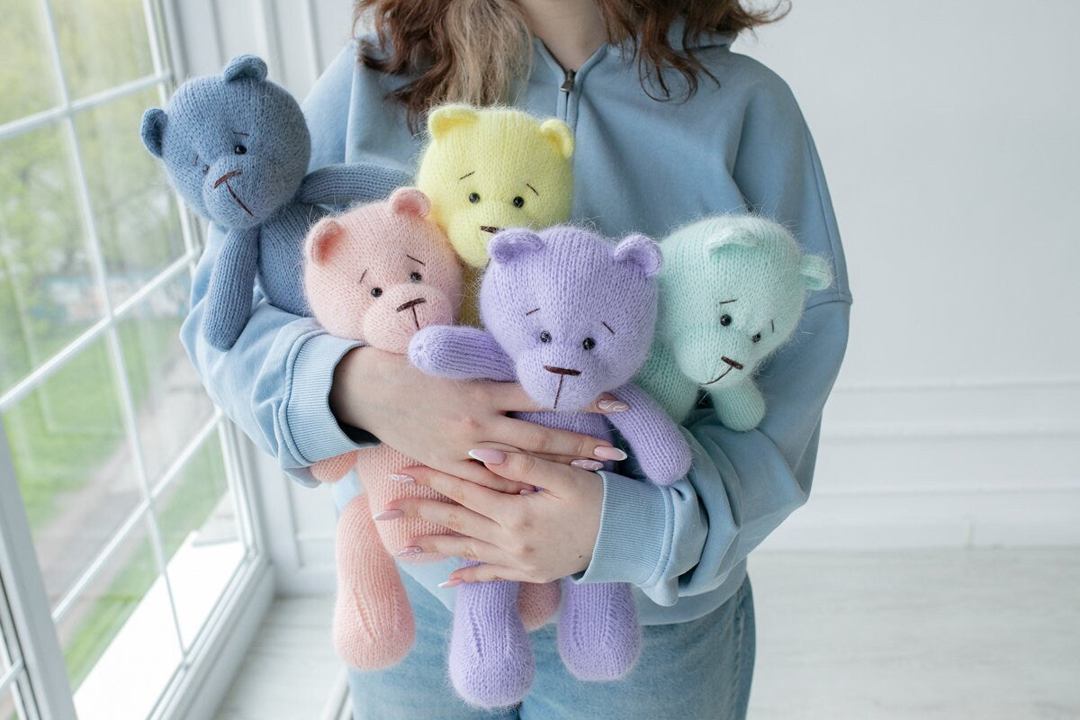 Newborn Knit Teddy Bear Outfit with Toy,Big Knitted Teddy Bear Toys, Newborn Teddy Bear Outfit, Newborn Photo Props,Baby Bear Crochet Toy