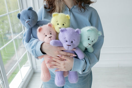 Newborn Knit Teddy Bear Outfit with Toy,Big Knitted Teddy Bear Toys, Newborn Teddy Bear Outfit, Newborn Photo Props,Baby Bear Crochet Toy