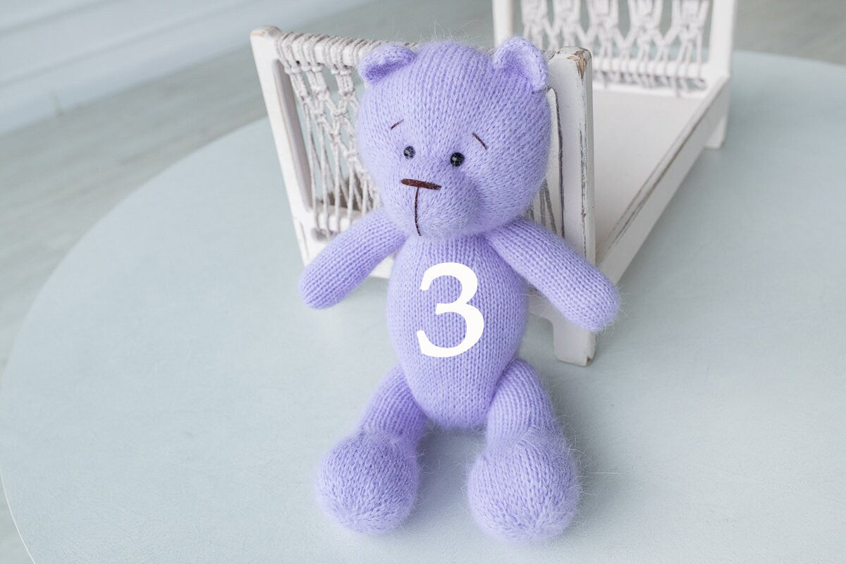 Newborn Knit Teddy Bear Outfit with Toy,Big Knitted Teddy Bear Toys, Newborn Teddy Bear Outfit, Newborn Photo Props,Baby Bear Crochet Toy