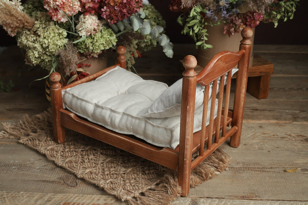 Newborn Wooden Bed,Real Wood Newborn crib Prop,Newborn Photography Props,Newborn Photo Prop,Nursery Decor,Doll Bed,Rustic Wooden Bed
