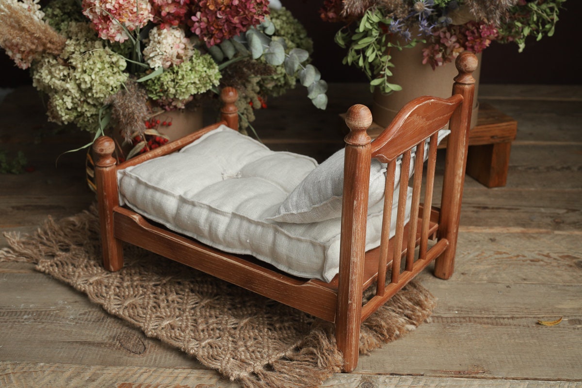Newborn Wooden Bed,Real Wood Newborn crib Prop,Newborn Photography Props,Newborn Photo Prop,Nursery Decor,Doll Bed,Rustic Wooden Bed