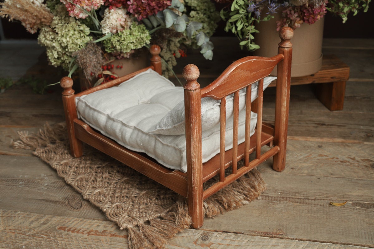 Newborn Wooden Bed,Real Wood Newborn crib Prop,Newborn Photography Props,Newborn Photo Prop,Nursery Decor,Doll Bed,Rustic Wooden Bed