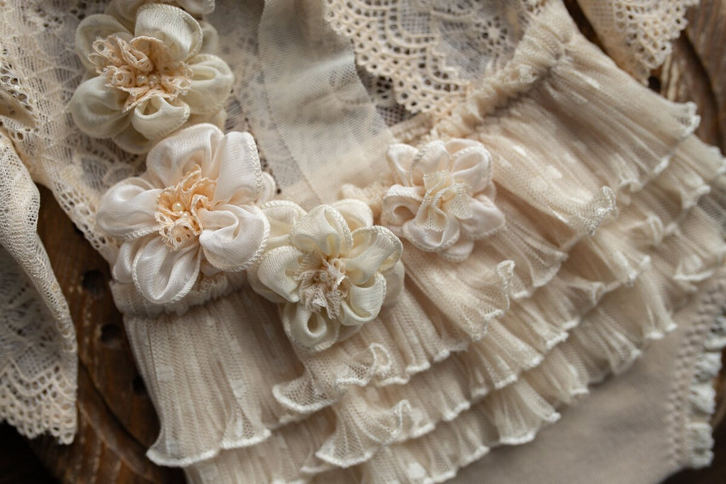 Newborn girl romper with elegant lace trim & headband,Newborn Romper,Newborn photography prop,Newborn photo outfit girl,Pregnancy gift