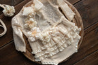 Newborn girl romper with elegant lace trim & headband,Newborn Romper,Newborn photography prop,Newborn photo outfit girl,Pregnancy gift