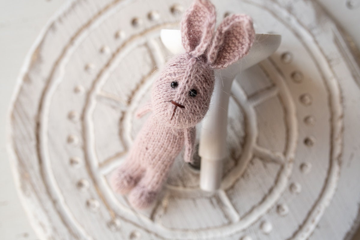Newborn Knitted Bunny Photography Props,Newborn Bunny Hat,Newborn Knit Bunny Toy,Baby Rabbit Knitted Toy,Newborn Photography Prop