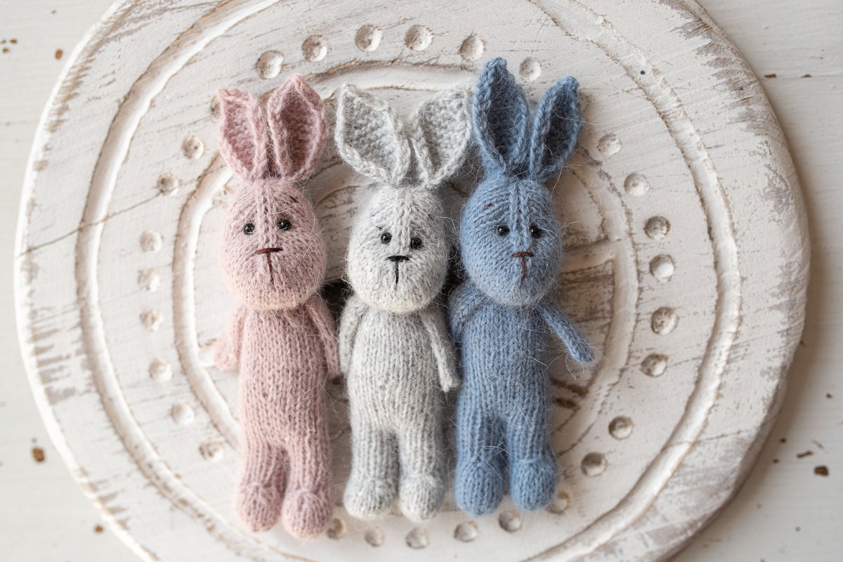 Newborn Knitted Bunny Photography Props,Newborn Bunny Hat,Newborn Knit Bunny Toy,Baby Rabbit Knitted Toy,Newborn Photography Prop