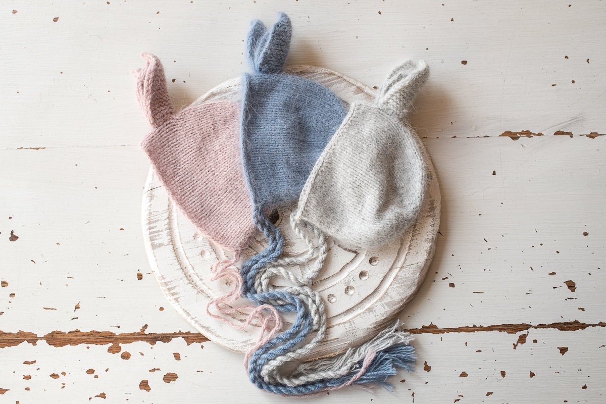 Newborn Knitted Bunny Photography Props,Newborn Bunny Hat,Newborn Knit Bunny Toy,Baby Rabbit Knitted Toy,Newborn Photography Prop