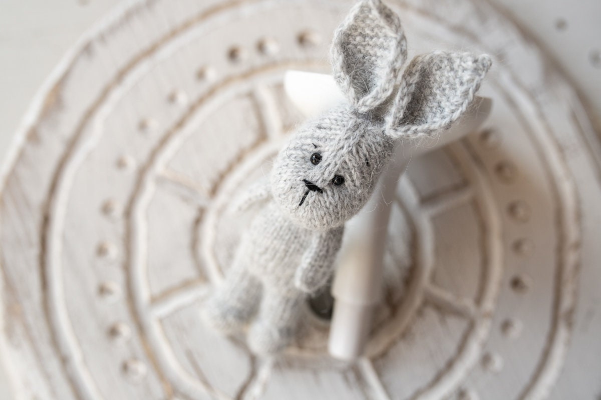 Newborn Knitted Bunny Photography Props,Newborn Bunny Hat,Newborn Knit Bunny Toy,Baby Rabbit Knitted Toy,Newborn Photography Prop