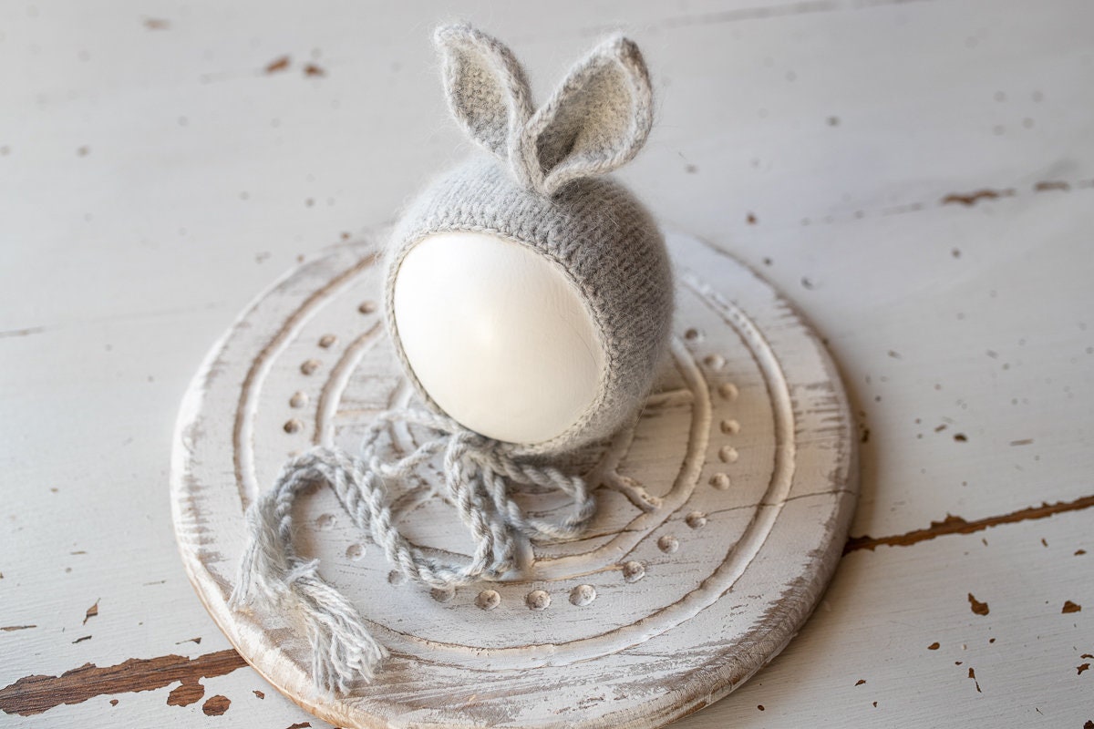 Newborn Knitted Bunny Photography Props,Newborn Bunny Hat,Newborn Knit Bunny Toy,Baby Rabbit Knitted Toy,Newborn Photography Prop