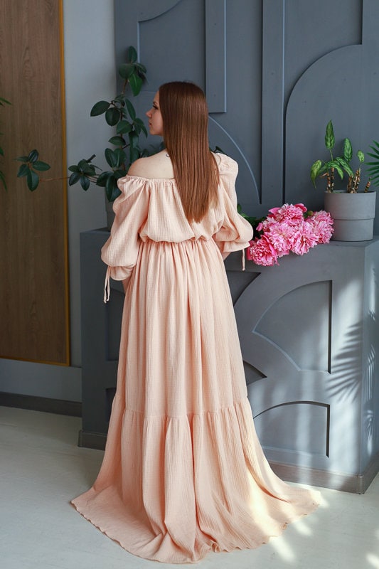 Women's Boho Dress,Muslin Vintage Dress,Dress For The Session,Maternity Dress,Photo Props,Dress For Pregnancy Photo Shoot,long summer dress