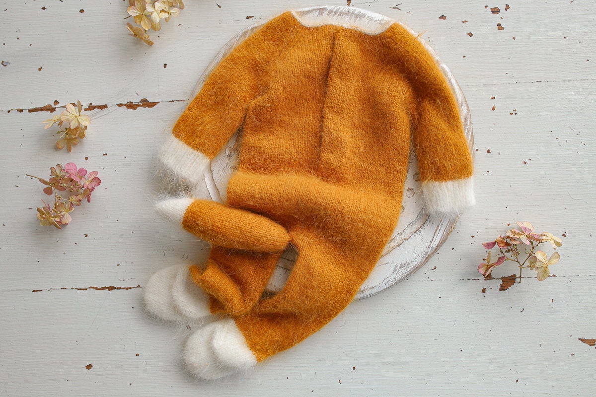 Newborn Knitted Fox Outfit bonnet and toy,Newborn Photography Prop,Newborn photography outfit,Newborn photoshoot outfit,Newborn Fox Outfit