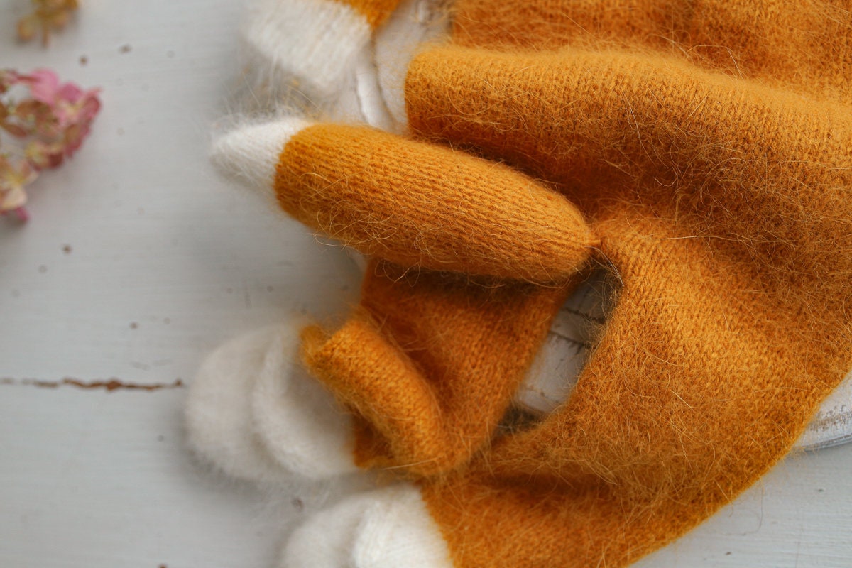 Newborn Knitted Fox Outfit bonnet and toy,Newborn Photography Prop,Newborn photography outfit,Newborn photoshoot outfit,Newborn Fox Outfit