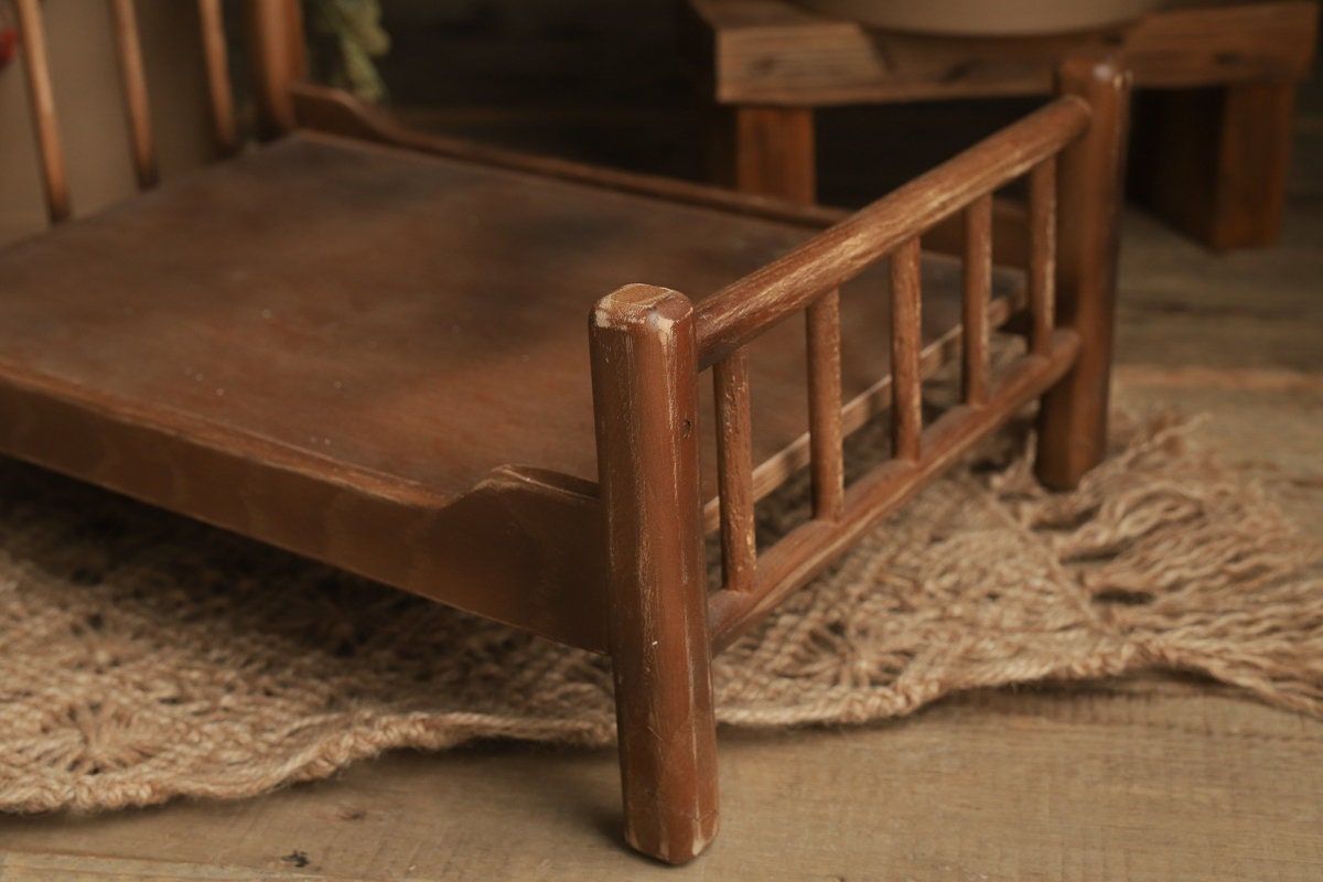 Newborn Wooden Bed,Real Wood Newborn crib Prop,Newborn Photography Props,Newborn Photo Prop,Nursery Decor,Doll Bed,Rustic Wooden Bed
