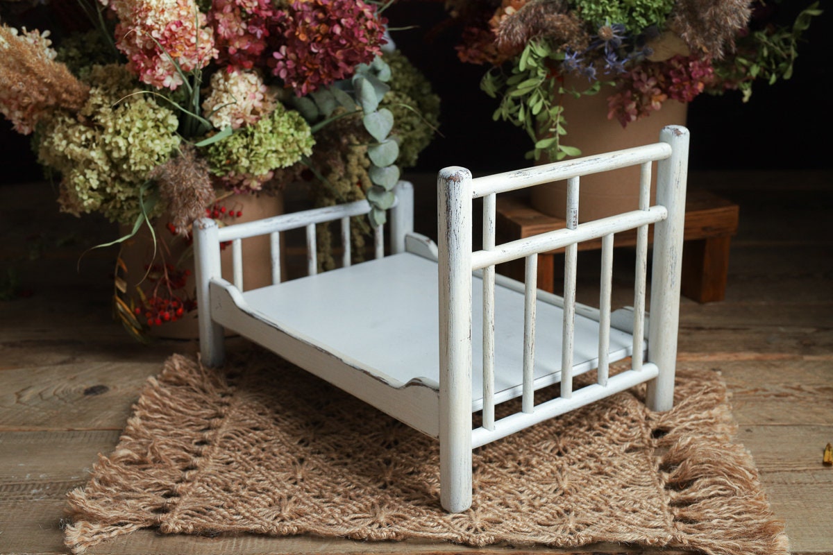 Newborn Wooden Bed,Real Wood Newborn crib Prop,Newborn Photography Props,Newborn Photo Prop,Nursery Decor,Doll Bed,Rustic Wooden Bed