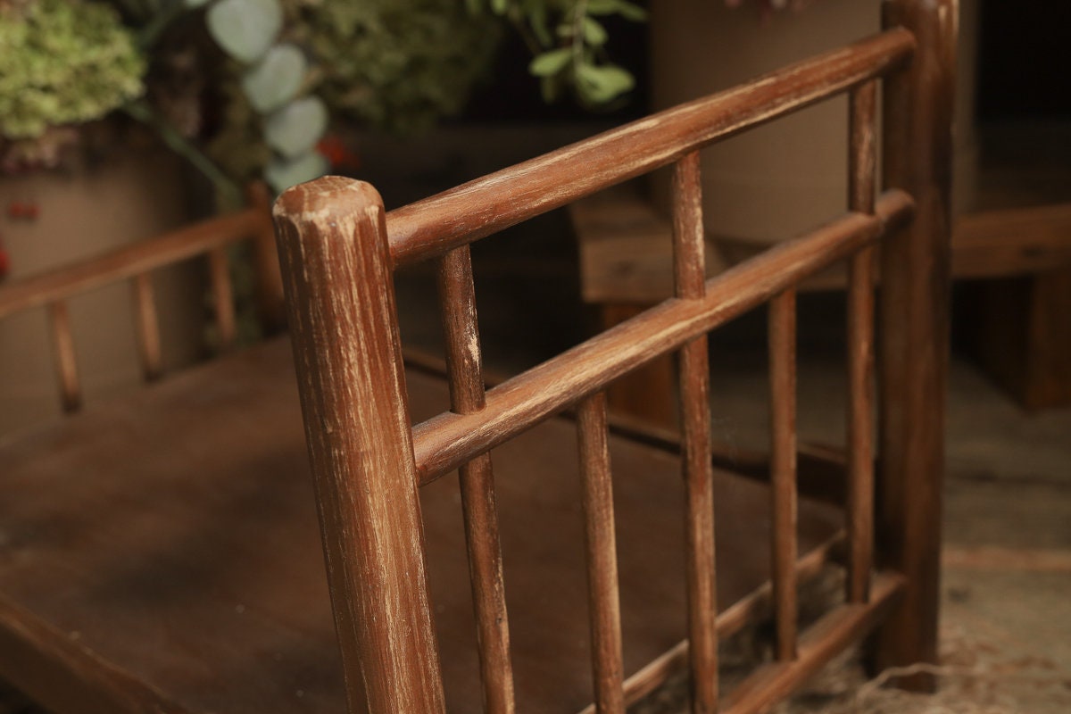 Newborn Wooden Bed,Real Wood Newborn crib Prop,Newborn Photography Props,Newborn Photo Prop,Nursery Decor,Doll Bed,Rustic Wooden Bed