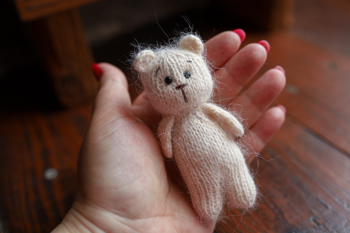 Newborn Knit Teddy Bear Outfit with Toy,Newborn Photography Props Set, Newborn Teddy Bear Outfit, Newborn Photo Props,Baby Bear Crochet Toy