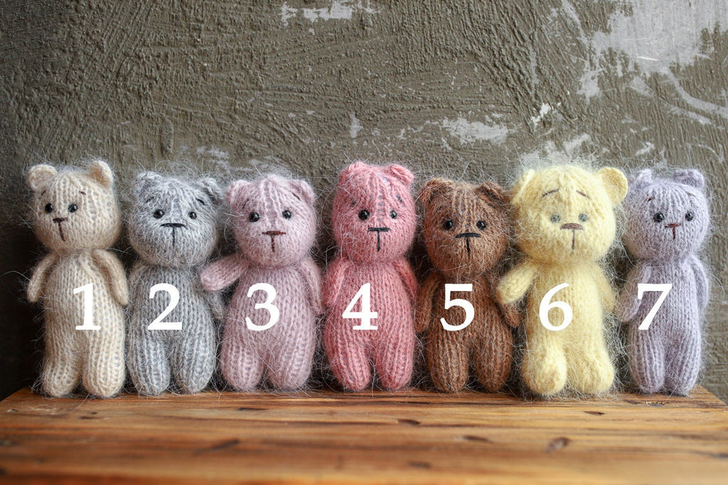 Newborn Knit Teddy Bear Outfit with Toy,Newborn Photography Props Set, Newborn Teddy Bear Outfit, Newborn Photo Props,Baby Bear Crochet Toy