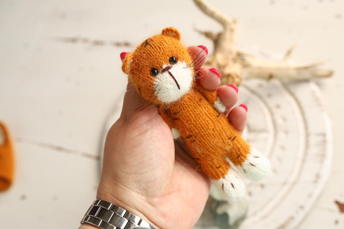 Newborn Knitted Tiger Photography Props,Newborn Tiger Hat,Newborn Knit Tiger Toy,Baby Tiger Crochet Toy,Newborn Photography Prop