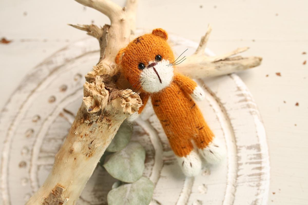 Newborn Knitted Tiger Photography Props,Newborn Tiger Hat,Newborn Knit Tiger Toy,Baby Tiger Crochet Toy,Newborn Photography Prop