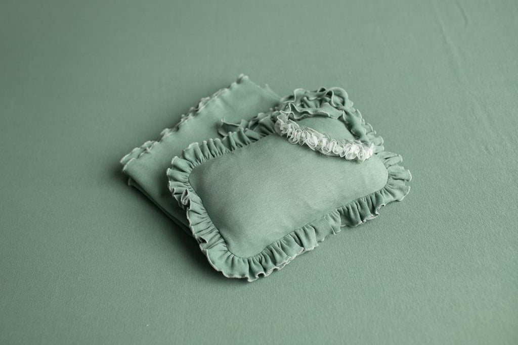 Newborn Photography Prop Set,Newborn Backdrop Fabric,Newborn Pillow,Newborn Headband,Newborn long natural wraps,Newborn photography outfit