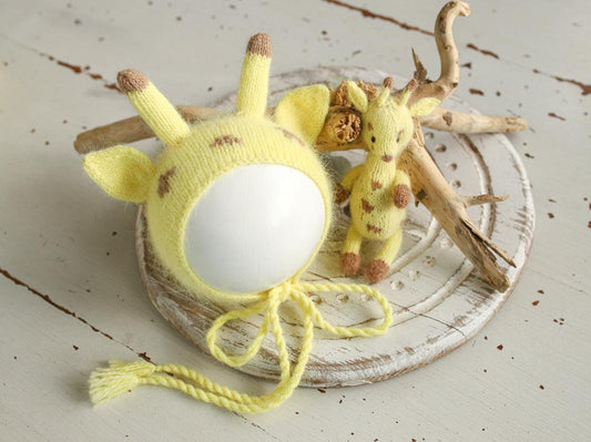Newborn Knitted Giraffe Photography Props,Newborn Giraffe Hat,Newborn Knit Giraffe Toy,Baby Giraffe Crochet Toy,Newborn Photography Prop