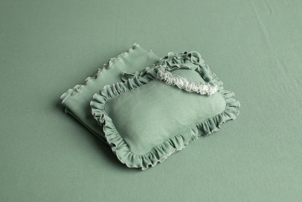 Newborn Photography Prop Set,Newborn Backdrop Fabric,Newborn Pillow,Newborn Headband,Newborn long natural wraps,Newborn photography outfit