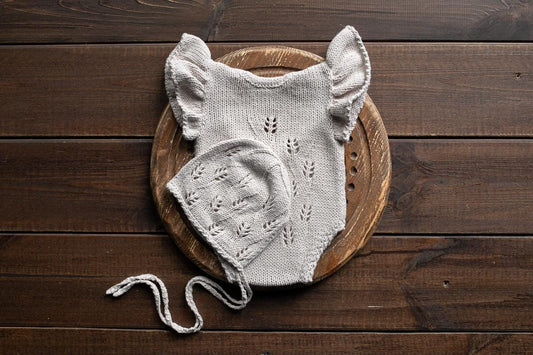 Knitted romper & bonnet,Newborn Photography Prop Set,Newborn photography outfit,Newborn girl photoshoot outfit,Pregnancy gift,Newborn props