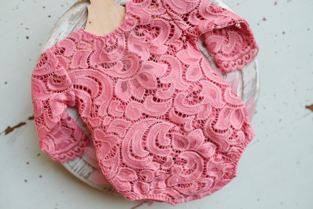 Pink lace romper for newborn girl photography outfit,Newborn Romper,Newborn Outfit,Newborn romper with Headband,Newborn Photography Prop