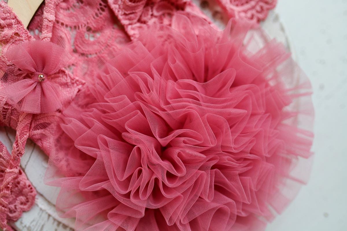 Pink lace romper for newborn girl photography outfit,Newborn Romper,Newborn Outfit,Newborn romper with Headband,Newborn Photography Prop