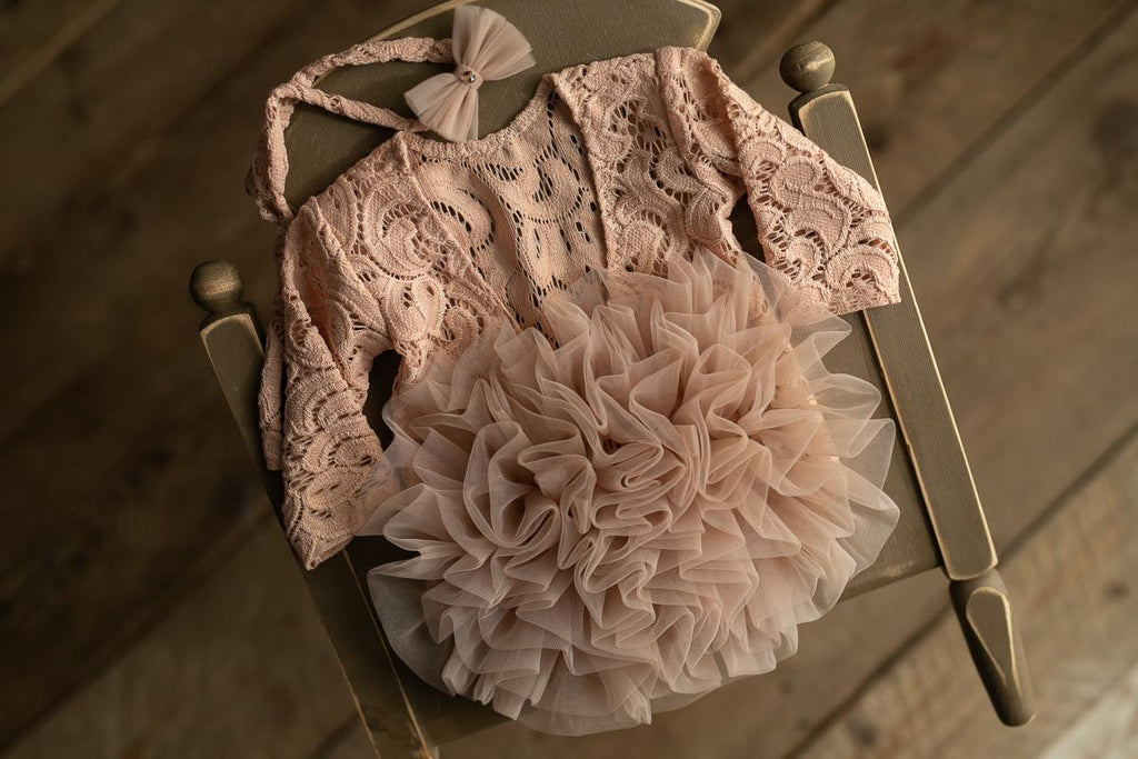 Newborn romper for Newborn Baby Girl with Elegant Lace Trim Headband,Newborn Photography Props,Newborn Prop,Pregnancy gift,Newborn baby gift