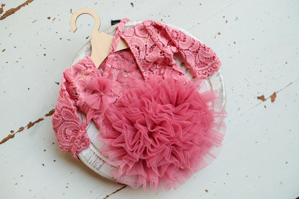 Pink lace romper for newborn girl photography outfit,Newborn Romper,Newborn Outfit,Newborn romper with Headband,Newborn Photography Prop