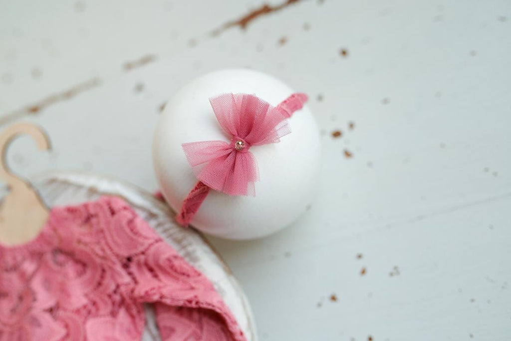Pink lace romper for newborn girl photography outfit,Newborn Romper,Newborn Outfit,Newborn romper with Headband,Newborn Photography Prop