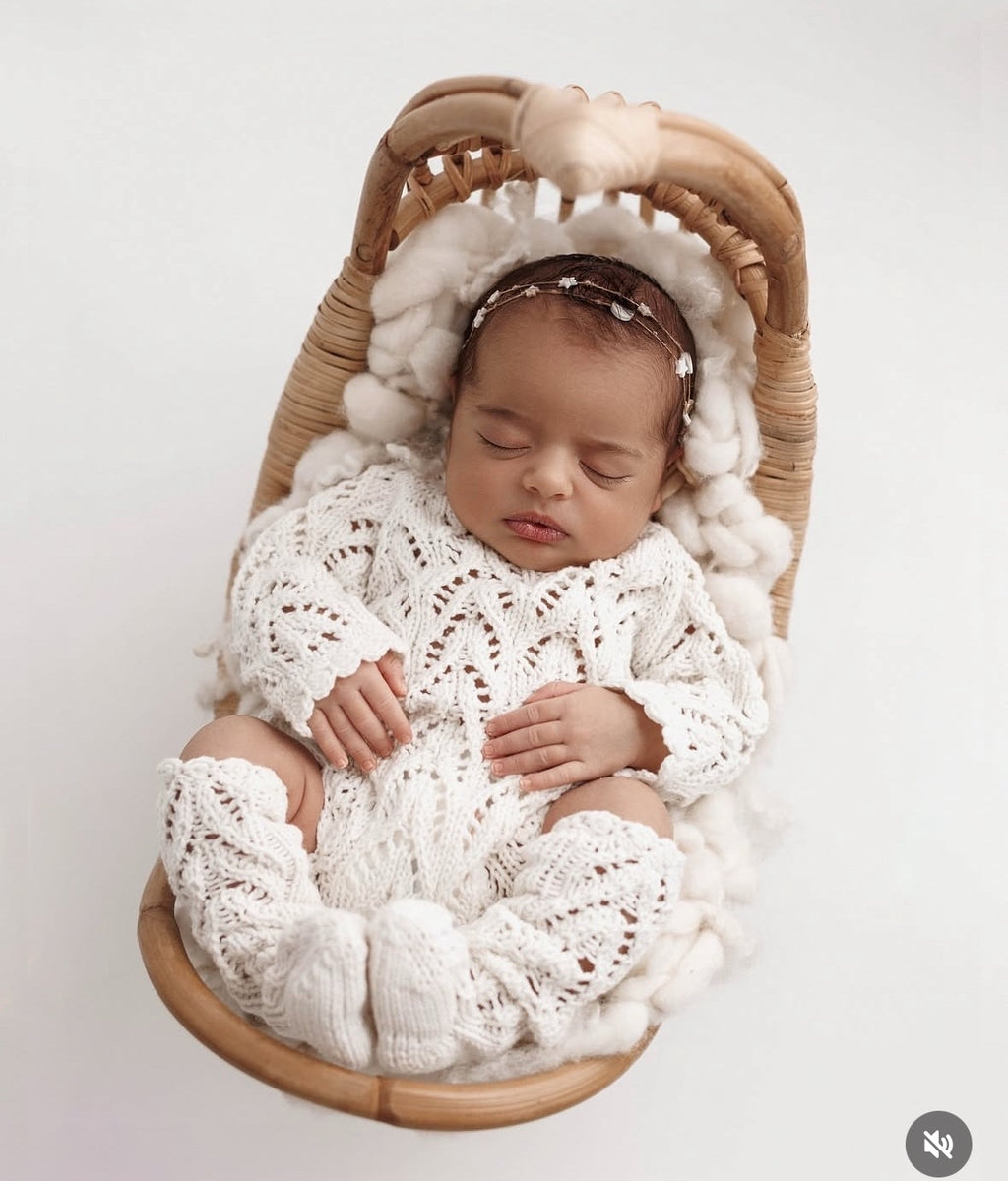 Knitted set for a newborn: jumpsuit, bonnet and socks, clothes for a newborn photo shoot, a gift for a party in honor of the future baby, clothes for discharge from the hospital.